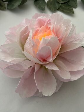 LED Votive cover Soft Pink hand crafted Peony decorative, all occasions, gifts